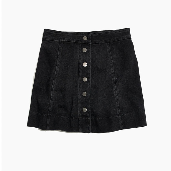 Madewell Black Denim Mini Skirt snaps up - Picture 4 of 8